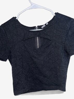 Women's Black Short Sleeve Cutout Top